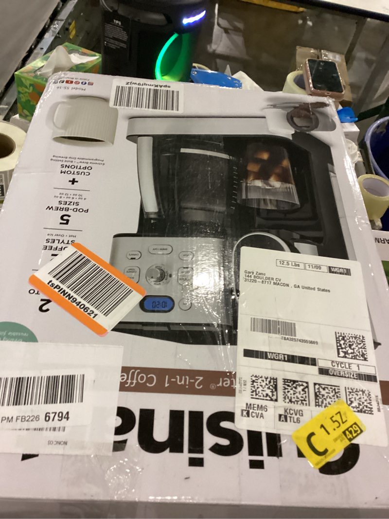 Condition photo showing As Is for Cuisinart 12-Cup Coffee Maker, Single-Serve Brewer Glass Carafe, Automatic Hot & Iced Coffee Machine, Brew Strength Control and Brew Pause, SS-16, Stainless Steel