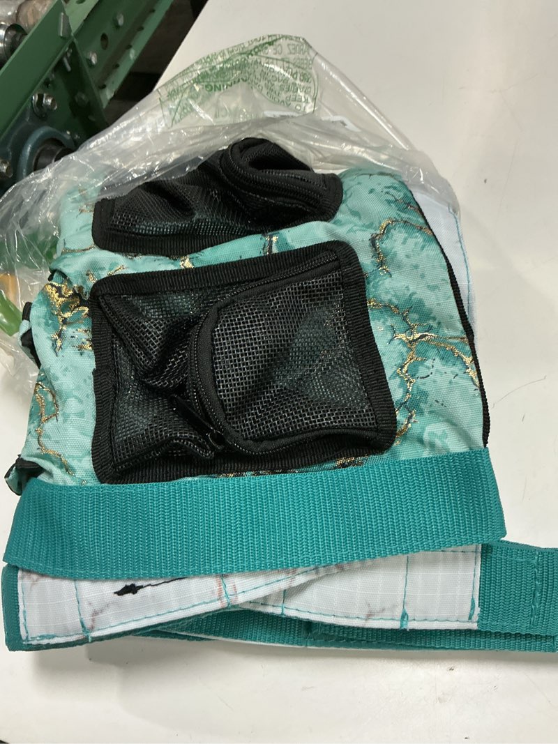 Condition photo showing Good Condition for jeffers expression trailer door horse grooming caddy, easy hang portable equestrian organizer, mesh pockets, zippered compartment, padded pockets for brushes, water bottle, accessories - bisbee blue 27" h x 23" w bisbee blue