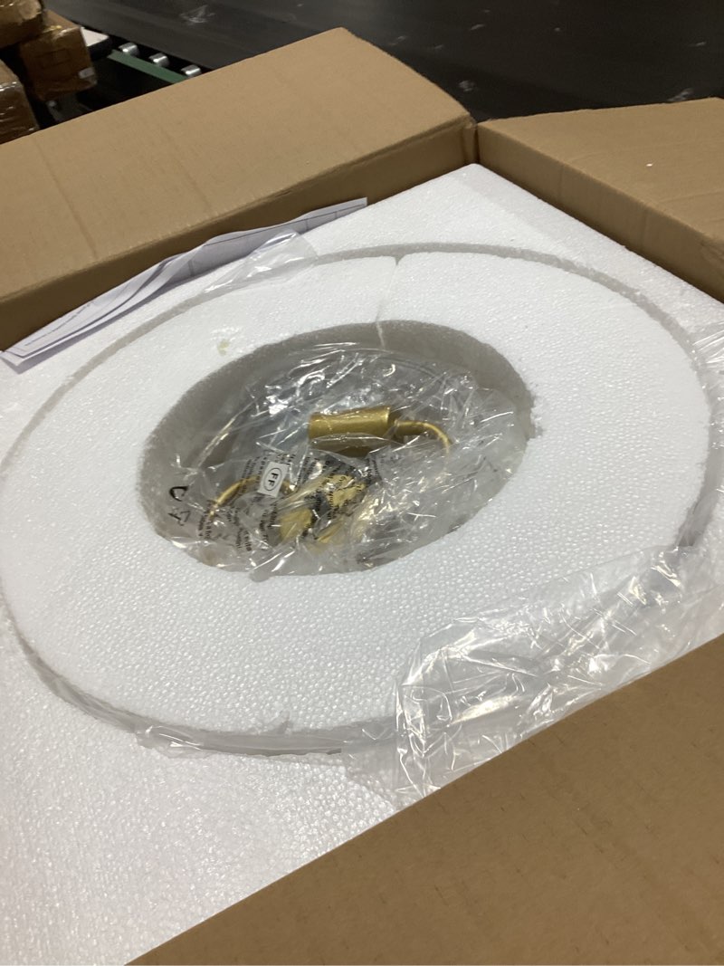 Condition photo showing Good Condition for wellmet gold semi flush mount lighting, 3 lights metal leaves ceiling light fixture, modern chandelier for hallway, entryway, foyer, kitchen, bedroom, living room, dining room
