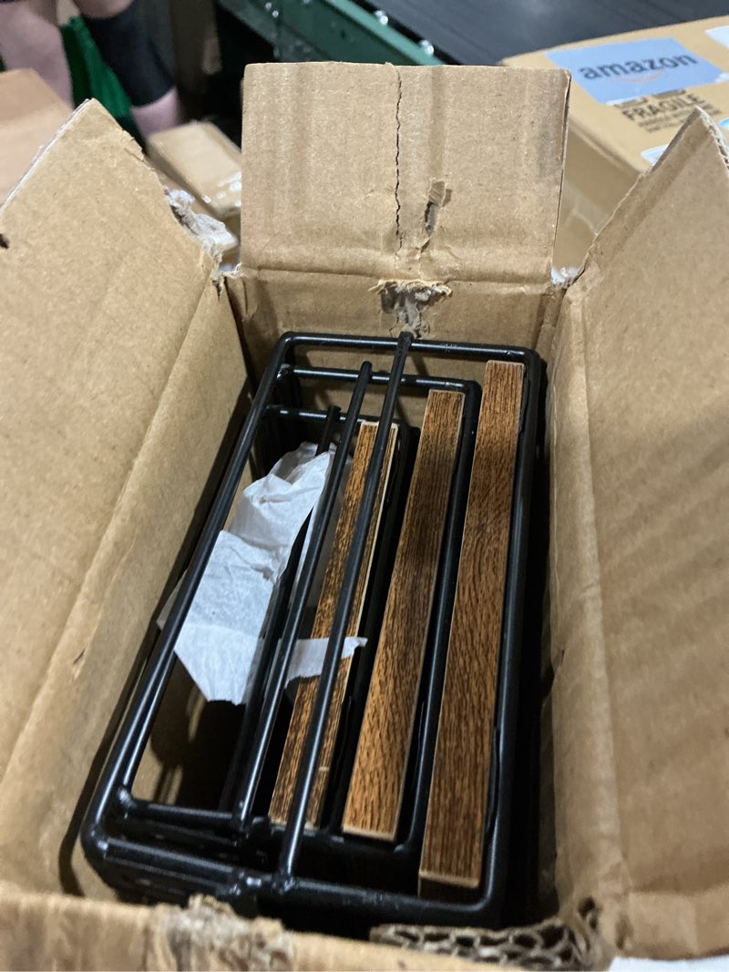 Condition photo showing Good Condition for floating shelves set of 3, home wood wall shelf, farmhouse shelf for bedroom, wall mounted floating shelf for living room, bedroom, bathroom, kitchen, office (black)