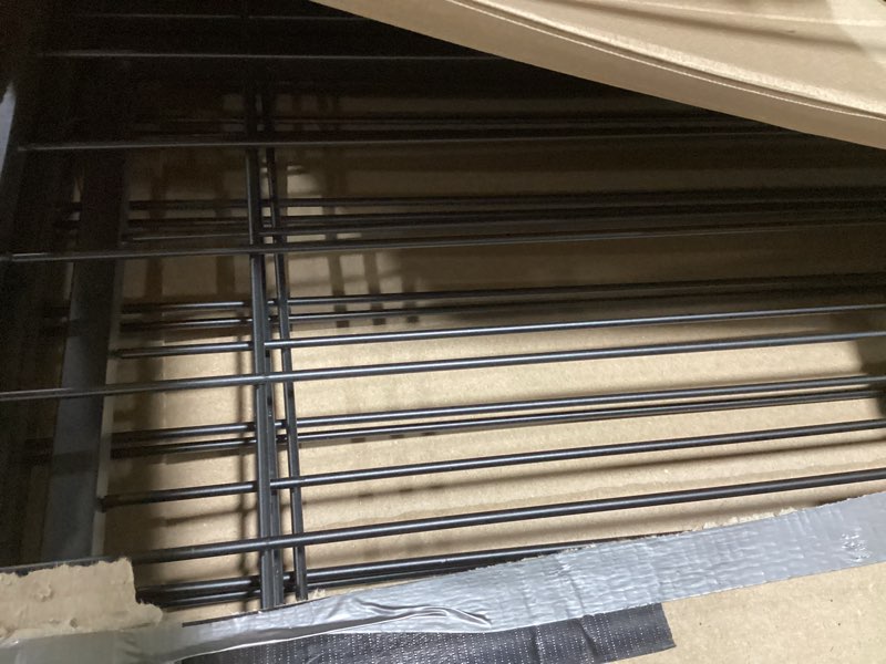 Condition photo showing Good Condition for BHG Metal No-Assembly Freestanding Dog Gate with Door Walk Through, Extra Wide 96", Extra Tall 32" Pet Gate, Accordion Puppy Folding Playpen Dog Fence, with 2PCS Support (Black, 4 Panels) 4 panels Black
