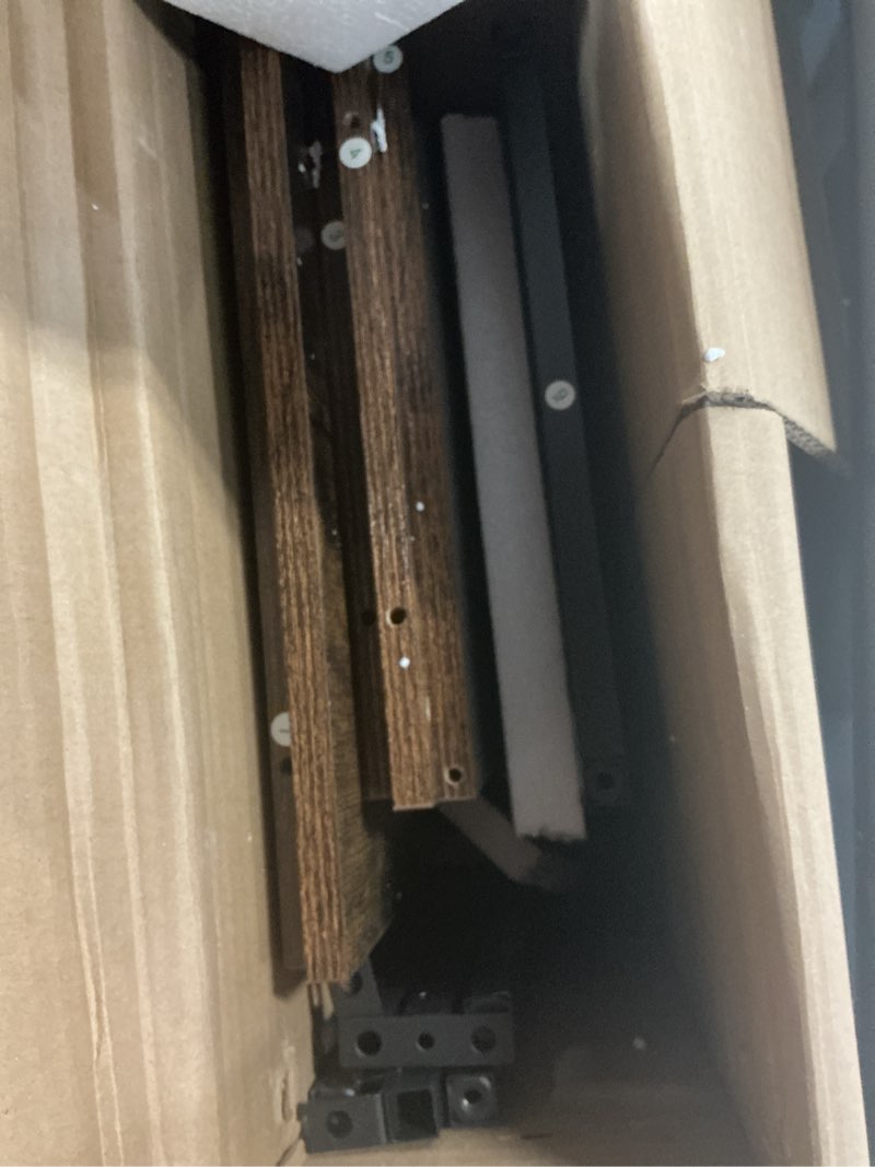 Condition photo showing As Is for Huuger 63 Inch LED TV Stand for 65 70 Inch TV, Entertainment Center with Open Shelves and Power Outl
