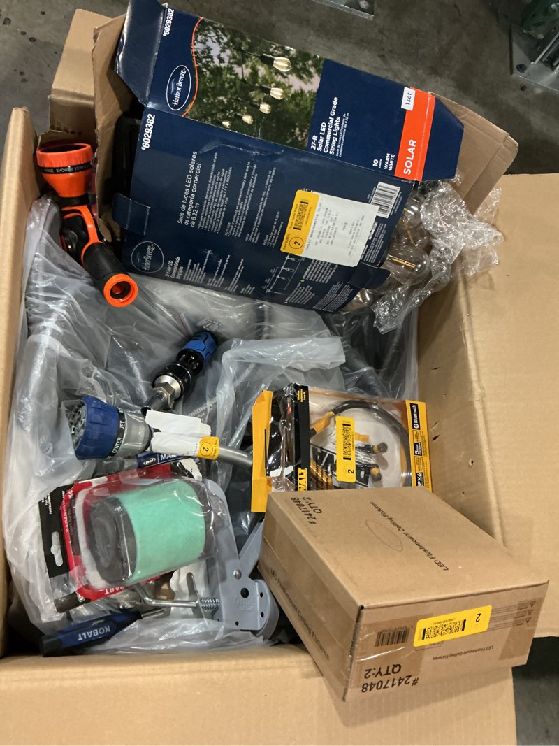 Condition photo showing As Is for assorted home improvement lot (small tools, screw, home accessories, etc.)