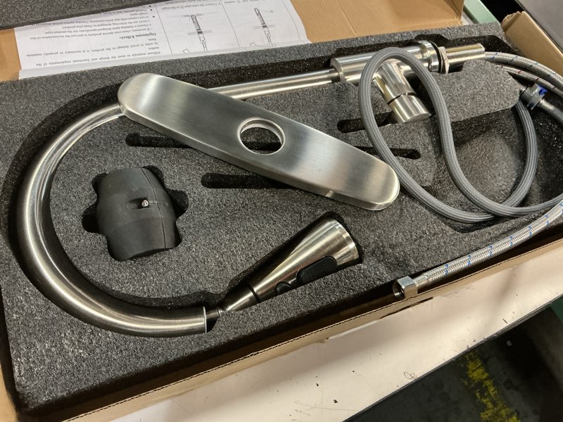 Condition photo showing As Is for brushed nickel kitchen faucets with pull down sprayer kitchen sink faucet with pull out sprayer single hole deck mount single handle stainless steel grifos de cocina 866068sn a - brushed nickel classic