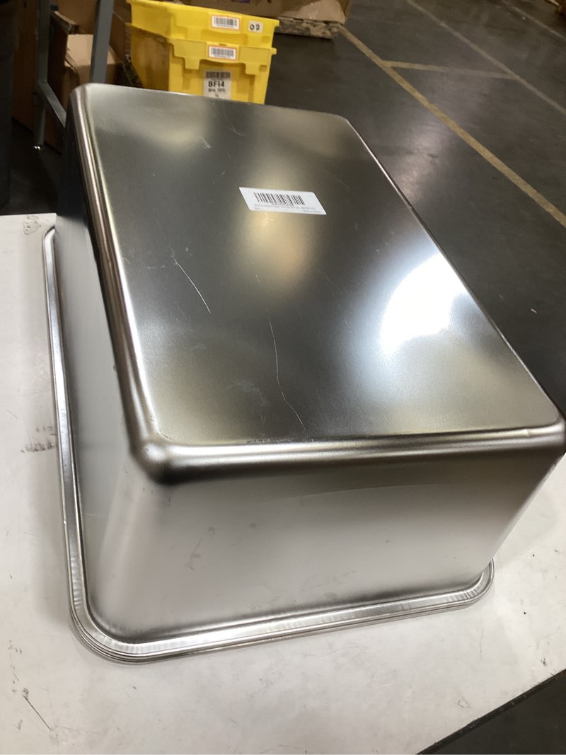 Condition photo showing New/Like New for kirecoo stainless steel cat litter box xxl- metal high sided cat pan, large stainless steel box, indoor litter tray, non stick, no smell, easy to clean, pet toilet supplies for kitten, kitty, rabbit 23.43" l x 15.55" w x 7.68" h