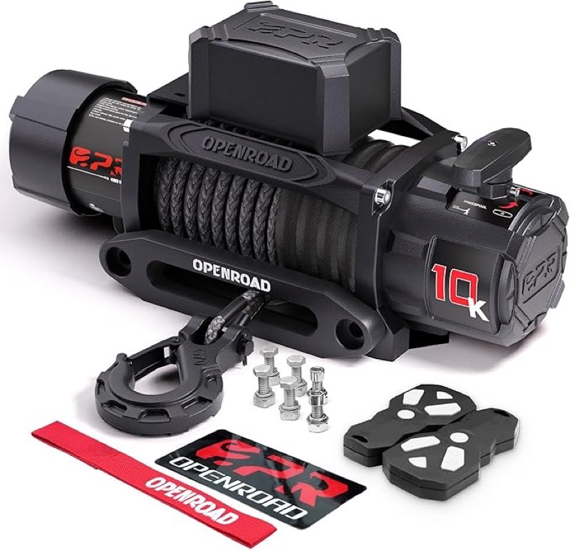 openroad panther series 10000 lbs winch with synthetic rope and 2 wireless remotes - 3s