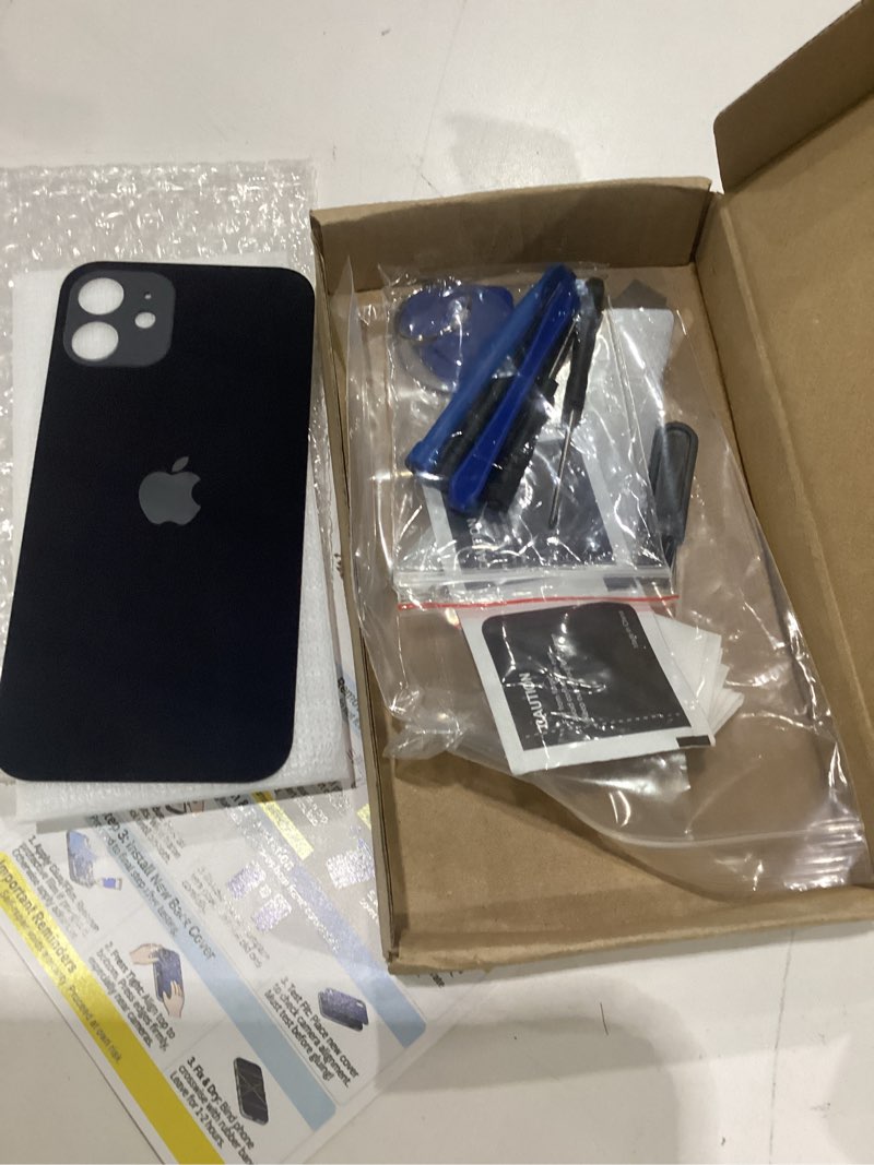 Condition photo showing New/Like New for back glass replacement for iphone 12-6.1inch ?back cover with pre-installed 3m tape +tools (black, iphone 12) iphone 12 black iphone 12