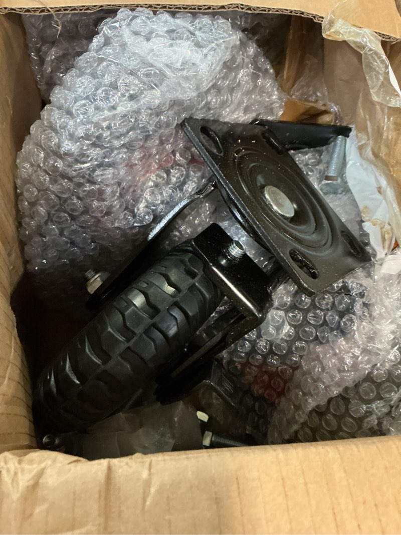 Condition photo showing Good Condition for w b d weibida 6 inch heavy duty caster wheels set of 4, 1800 lbs outdoor industrial wheels swivel large rubber casters with brake for workbench, dolly, cart, trolley, wagon (2 brake & 2 fixed) 6 in / ?2 rigid & 2 brakes?