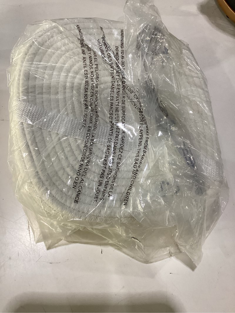 Condition photo showing Good Condition for storage baskets for shelves, 4 pack shallow basket - 10.5" x 10.5" x 5.5", rope baskets for organizing toys, snacks, cube storage bins for closet, bedroom, nursery, white white pack of 4