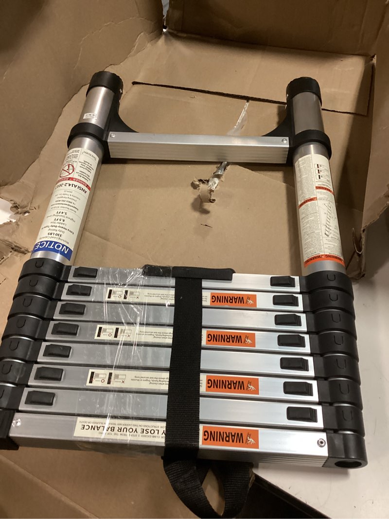 Condition photo showing As Is for Kahomvis One-Button Extension Ladder 8.5-ft ( 12.5-ft Reach Height ) Aluminum Type 1A - 300 lbs.