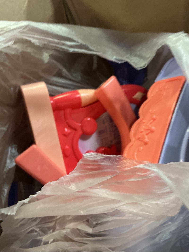 Condition photo showing As Is for Toddler Vanity Makeup Table with Mirror and Chair, Open Doors by Gestures, Kids Vanity Set with Lights and Music with Makeup Accessories & Hair Dryer, Girls Vanity for Toddlers 3 4 5 Years Old