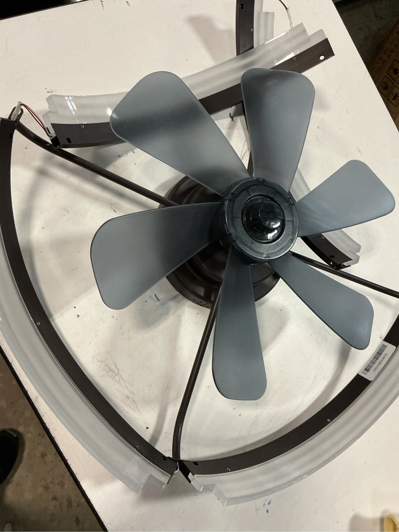 Condition photo showing As Is for zmishibo 24 inch low profile ceiling fans with lights and remote, 3000k-6000k dimmable fandelier led fan light, flush mount ceiling fan with light, 6 wind speeds ceiling fans for bedroom- brown brown 24 inch