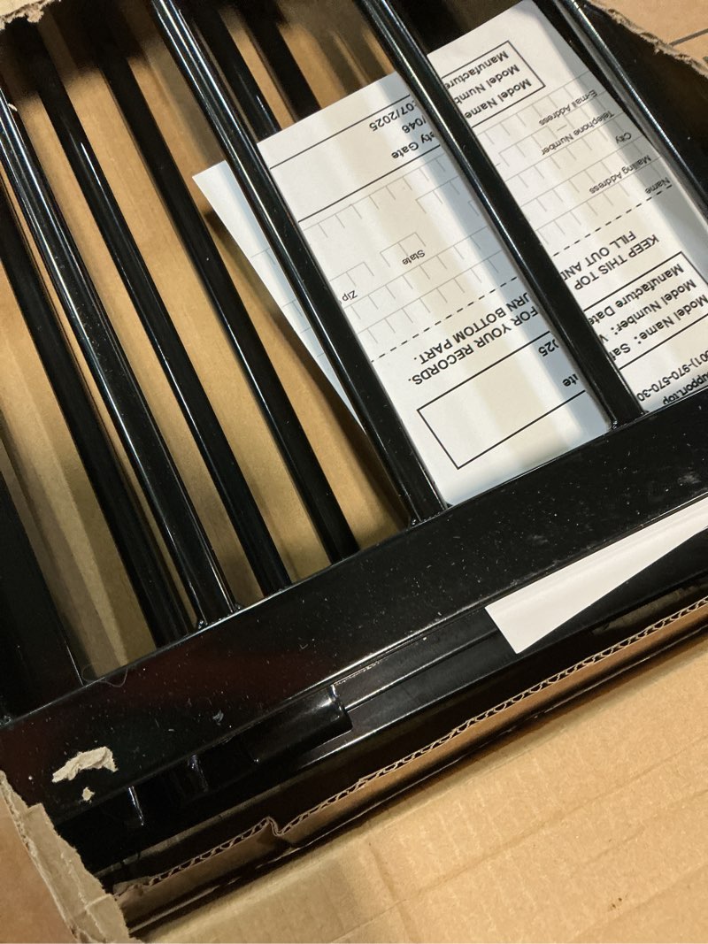 Condition photo showing Good Condition for fairy baby extra wide baby gate 71.6-76.3 inch wide, walk through pressure mounted no drill for doorways, long and large tension gate for pet and kids, black gate: 71.6-76.37 inch