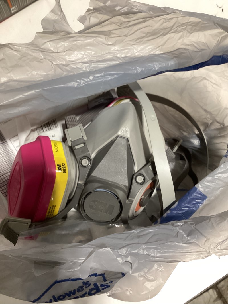Condition photo showing As Is for 3m p100 / ov / ag multi-purpose reusable respirator 62023 medium size niosh-approved p100 / organic vapor / acid gas rated filters adjustable head straps comfortable & lightweight (62023h1-dc)