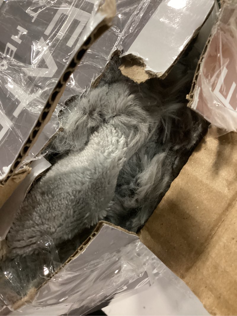 Condition photo showing As Is for heated blanket throw 50" x 60" soft ribbed faux fur flannel fast heating 12 heat levels 1–12h timer & overheat protection & auto shut-off & etl fcc & machine washable heated throw gray single - 50" x 60"