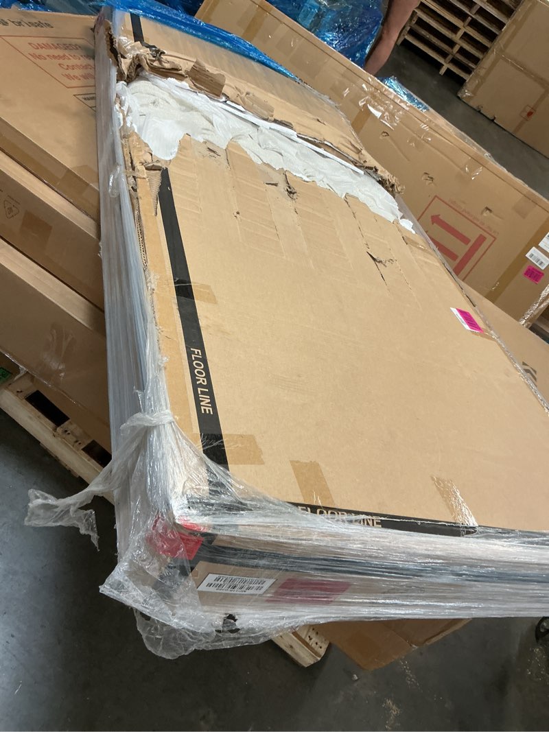 Condition photo showing As Is for madison park amelia upholstered headboard | nail head trim wingback button tufted | king, cream cream king
