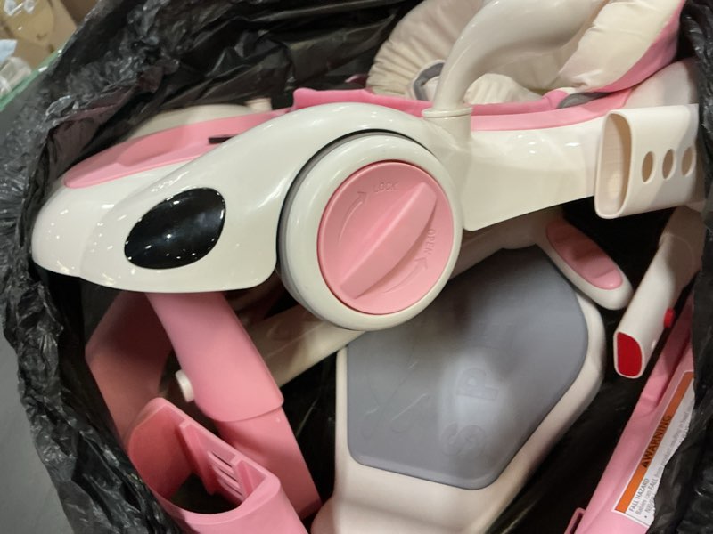 Condition photo showing As Is for baby walker with wheels, 7-in-1 foldable baby walkers for boys girls 6-12 months with feeding tray & music, lights,rocker,sun canopy, bouncing pedal, adjustable wheel speed, push walker (pink)