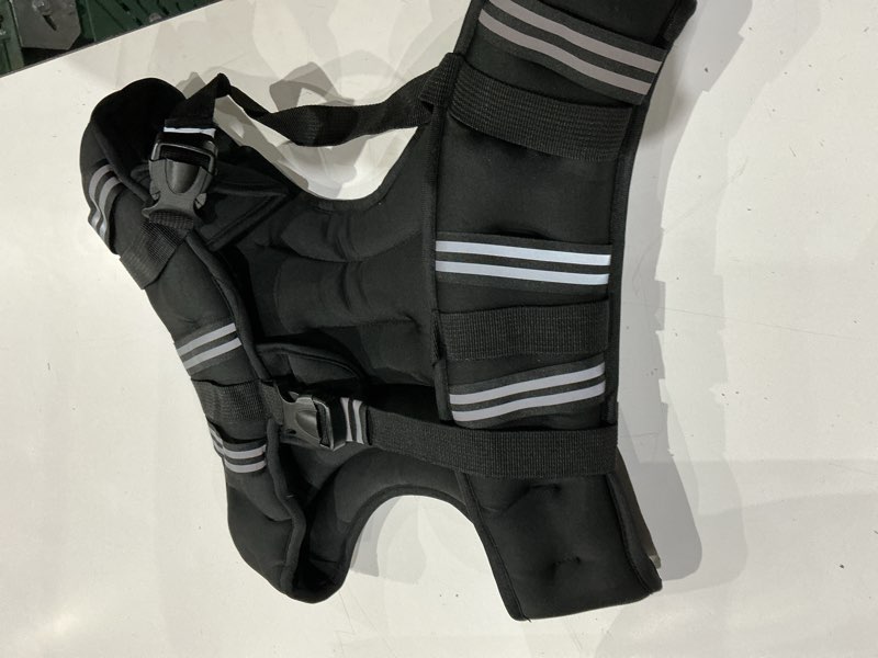Condition photo showing Good Condition for weighted vest for women & men with reflective stripe and adjustable buckle, comfortable & durable rucking vest for walking, running & strength training 15 lb black