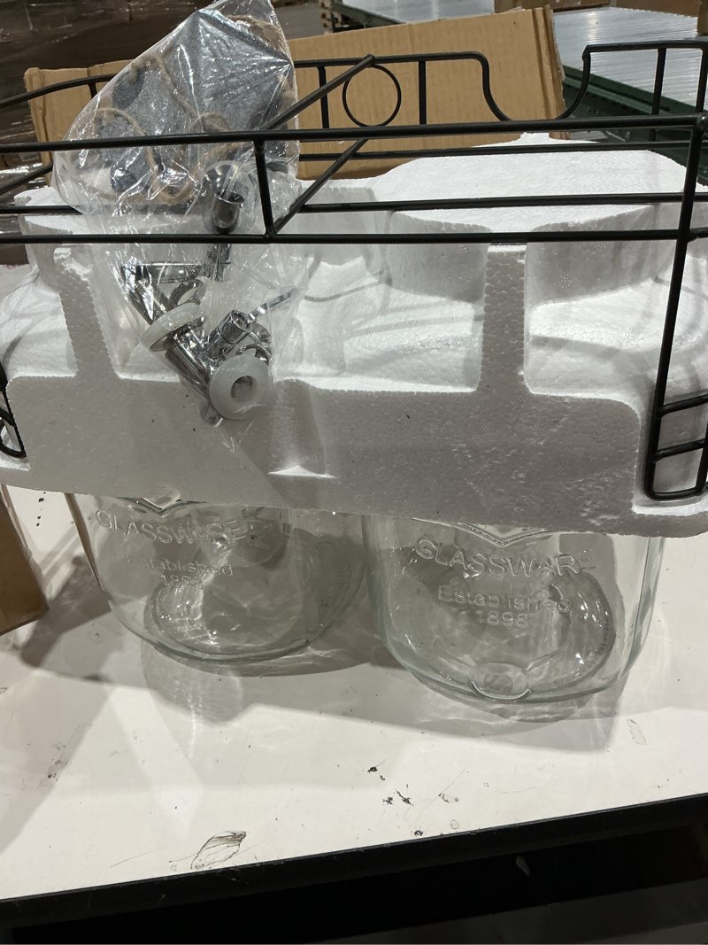 Condition photo showing Good Condition for yorkshire glassware double gallon glass dispensers with black metal stand