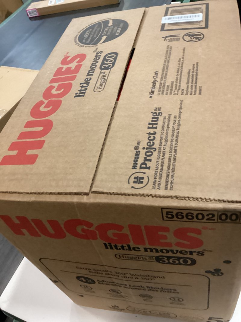 Condition photo showing New/Like New for huggies little movers huggfit 360 pull on diapers - size 5 - 128ct