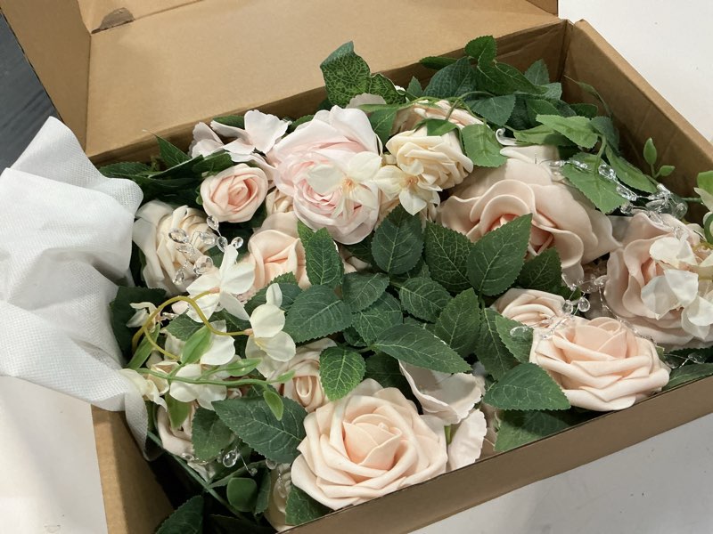 Condition photo showing Good Condition for ling's moment 2pcs blush cream artificial floral swags wedding arch flowers rose garland centerpieces greenery arrangements for sweetheart/head table easel wall entryway board backdrop pk-blush & cream