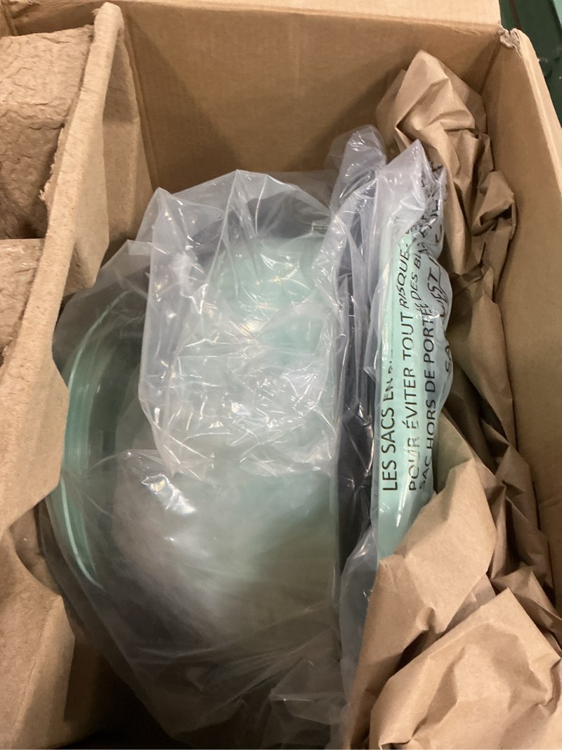 Condition photo showing New/Like New for dash smartstore deluxe stirring popcorn maker - hot oil electric popcorn popper with butter-warming tray, clear serving bowl, storage lid & measuring cup - 24 cups, aqua 24 cups aqua