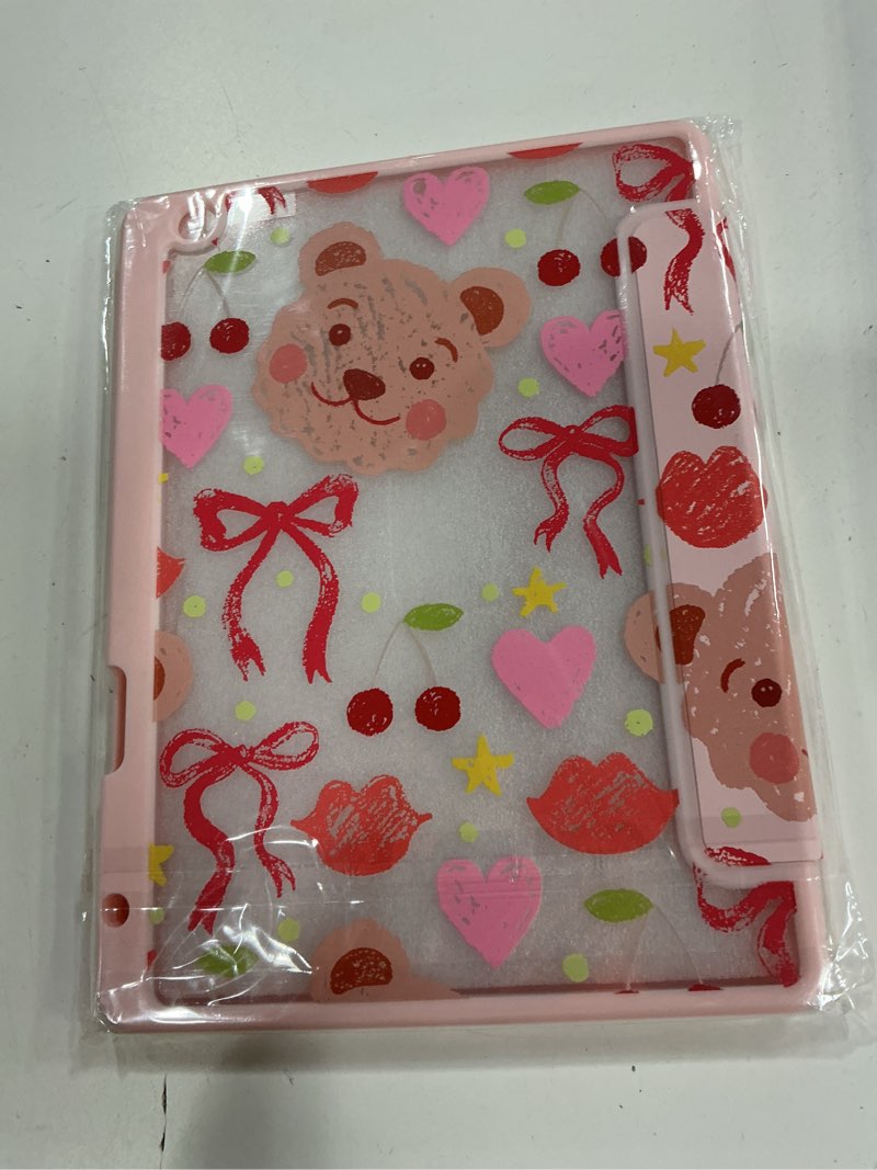 Condition photo showing New/Like New for Mektron Printed Case for iPad 10.2 Inch 2021/2020/2019, for iPad 9th/8th/7th Generation Case, Buit in Pencil Holder with Shockproof Cover Clear Shell + Trifold Stand + Auto Wake/Sleep, Teddy Bow-Pink