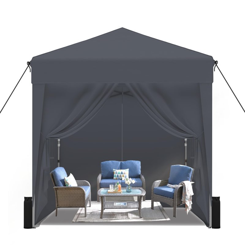 SANWAY 6.6x6.6 Pop Up Canopy Tent with Sidewalls x 4 –with Rome Window, Waterproof, UV-Resistant, Po