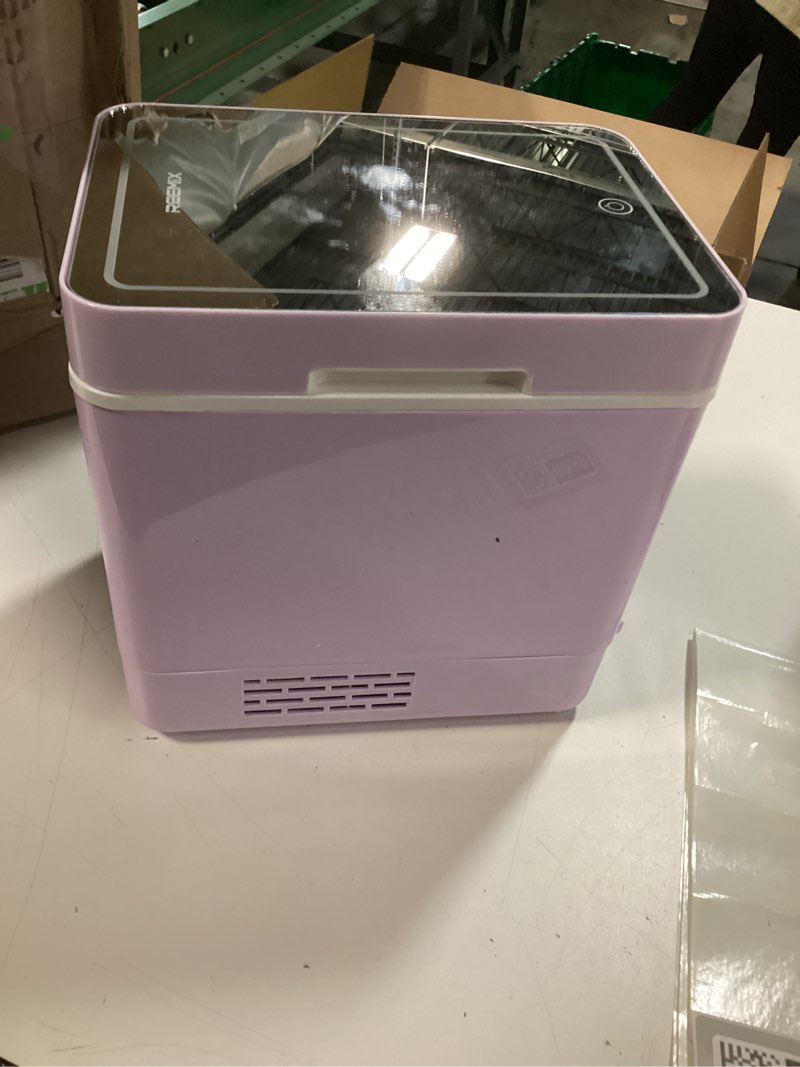 Condition photo showing As Is for Skincare Fridge, 4L Makeup Mini Fridge With Dimmable LED Light Mirror for Bedroom, Car, Office & Dorm, Cooler & Warmer, Small Refrigerator for Cosmetics, Skin Care and Food (Mirror, Purple) Purple Mirror