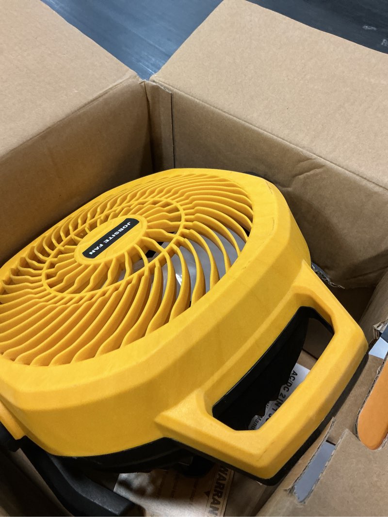 Condition photo showing As Is for heinpro battery powered fan compatible with dewalt 20v max battery with ac adapter (no battery) up to 650cfm, variable speed, low noise 30db, portable cordless fan for camping, jobsite