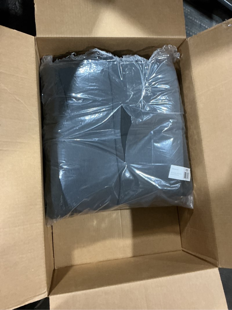 Condition photo showing As Is for UGG Leonora Comforter Set with 2 Pillow Shams Lightweight Down Alternative Blanket Reversible Cozy Warm All Season Washable and Hypoallergenic Bedding Set, Full/Queen, Charcoal Grey Grey Full/Queen