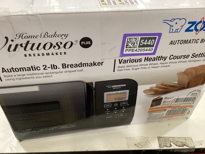 Condition photo showing Good Condition for zojirushi bb-pdc20ba home bakery virtuoso plus breadmaker, 2 lb. loaf of bread breadmaker virtuoso plus