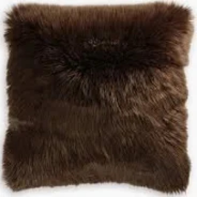 natural sheepskin accent pillow cover, dark brown, 20x20
