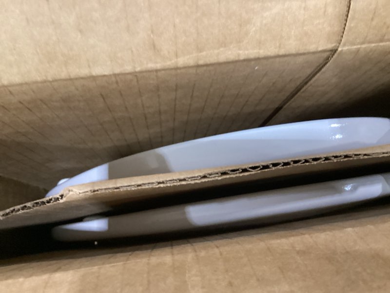 Condition photo showing As Is for bemis 1500ec 390 lift-off wood elongated toilet seat, cotton white (pack of 1)