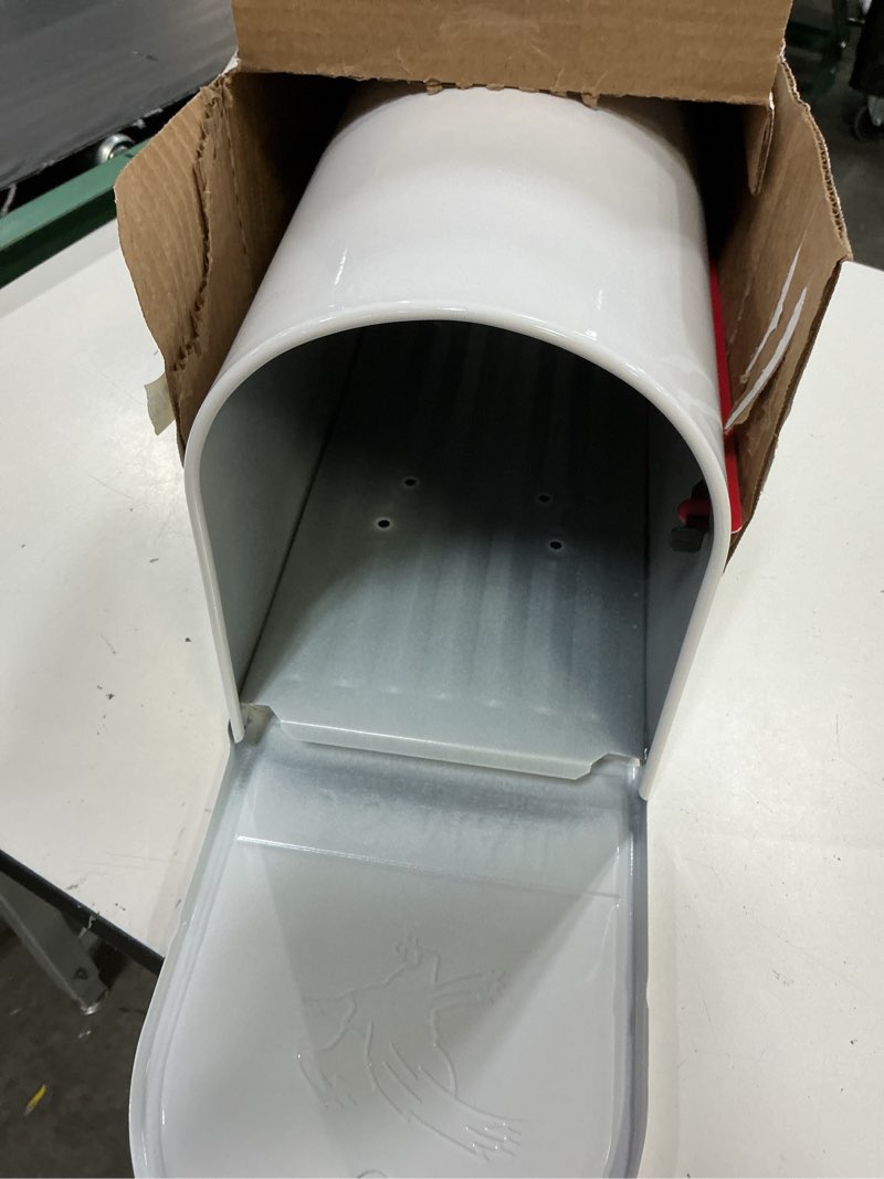 Condition photo showing Good Condition for architectural mailboxes elite classic galvanized steel post mount white mailbox