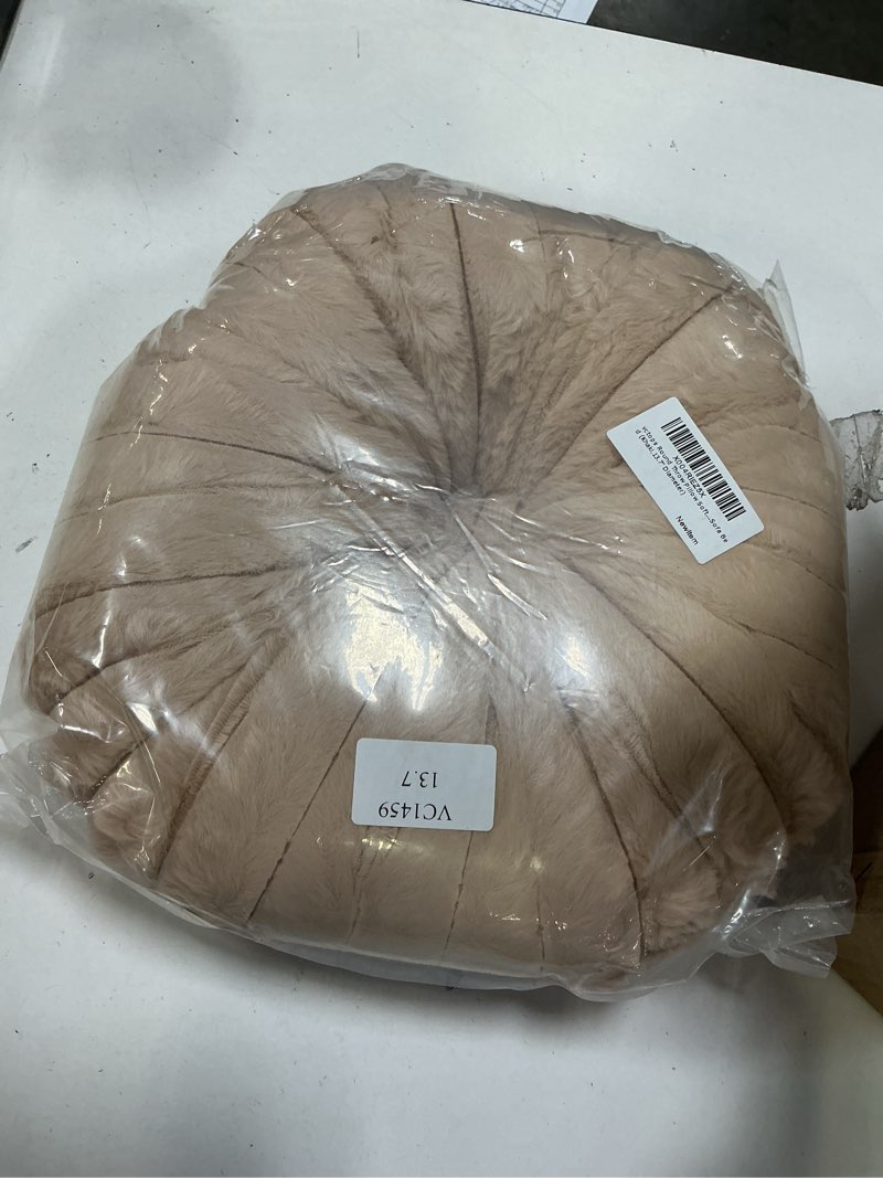 Condition photo showing New/Like New for vctops Round Throw Pillow Soft Faux Fur Decorative Pillow Small Pumpkin Throw Pillow Cushion for Living Room Sofa Bed (Khaki,13.7" Diameter) 13.7" Khaki