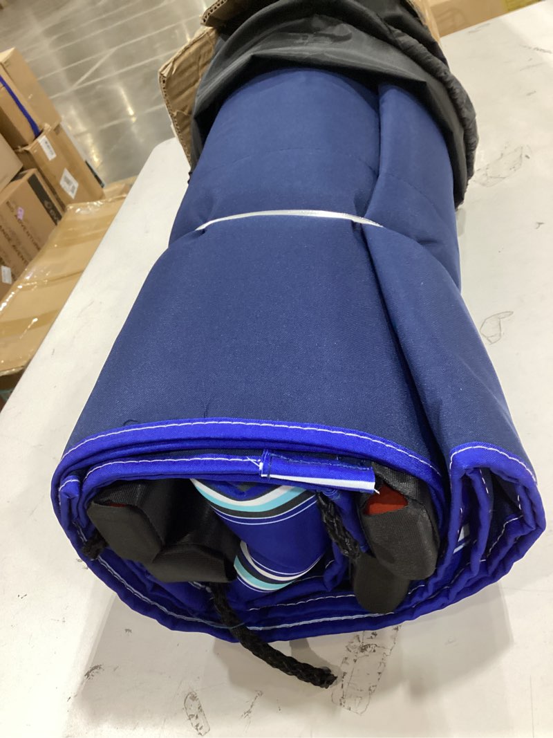 Condition photo showing New/Like New for tegerdeger 12ft 2 person hammock large hammock 450lb capacity with v shaped hardwood spreader bar & nylon rope for outside, patio, garden, backyard, beach, poolside - blue stripes