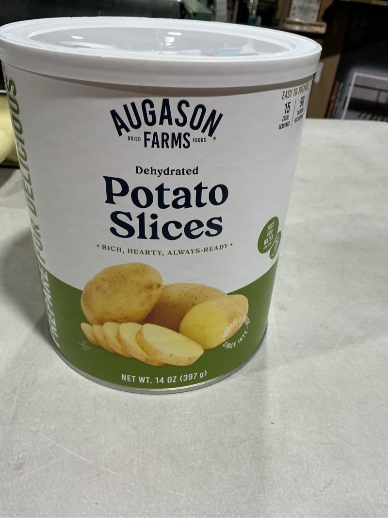 Condition photo showing New/Like New for Augason Farms Dehydrated Potato Slices Can, Emergency Food Supply, Everyday Meals (Packaging May Vary)
