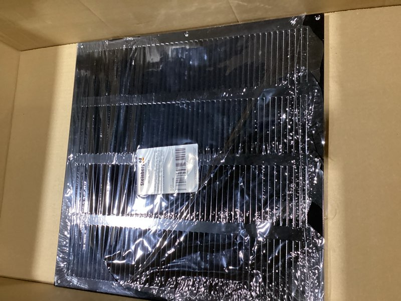 Condition photo showing New/Like New for Steinberg14 Black Vent Cover 14x14 (Duct Opening) with Mesh - Wall and Ceiling Ventilation Register - HVAC Cold Air Return Grille - 15.75"W x 15.75"H Outer Dimensions 14"x14" (duct opening) Black