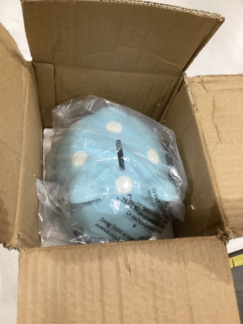 Condition photo showing Good Condition for pearhead large ceramic piggy bank, blue polka dot coin bank for kids, gender-neutral nursery decor, toddler savings keepsake