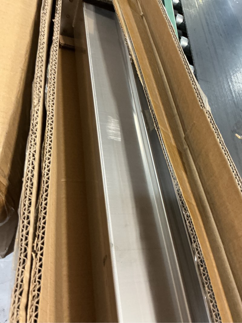 Condition photo showing As Is for 304 stainless steel channel drain with galvanized steel drain grate, 39.4×5.9×5.5in b-class 28100 lbs heavy-duty trench drain system for 3”pipe,channel drain kit for driveway,outdoor,yard,garage floor 5.5*5.9in-channel drain(galvanized)