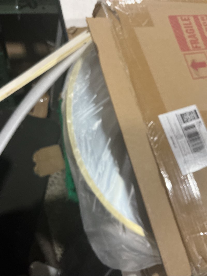 Condition photo showing Good Condition for gold oval mirror, 17"x30" oval bathroom mirror, vanity mirror with brushed metal frame, wall mount mirrors decor for bathroom, bedroom, entryway, living room(hangs horizontally or vertically) gold 17"l x 30"w
