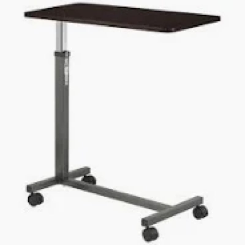 Drive Medical Overbed Table with Wheels - Secure Height Adjustment for Comfort - Non Tilt Surface - 