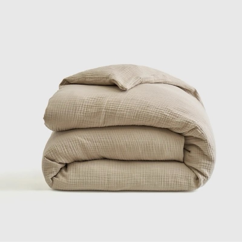 Quince Organic Airy Gauze Twin Duvet Cover in Dune 