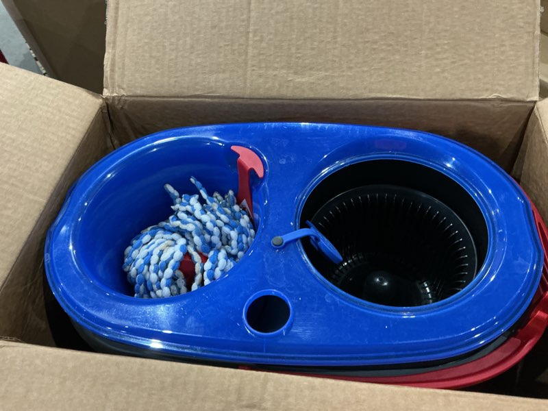Condition photo showing As Is for o-cedar easywring rinseclean microfiber spin mop & bucket floor cleaning system with 1 extra refill with citrus pac (variety pack)
