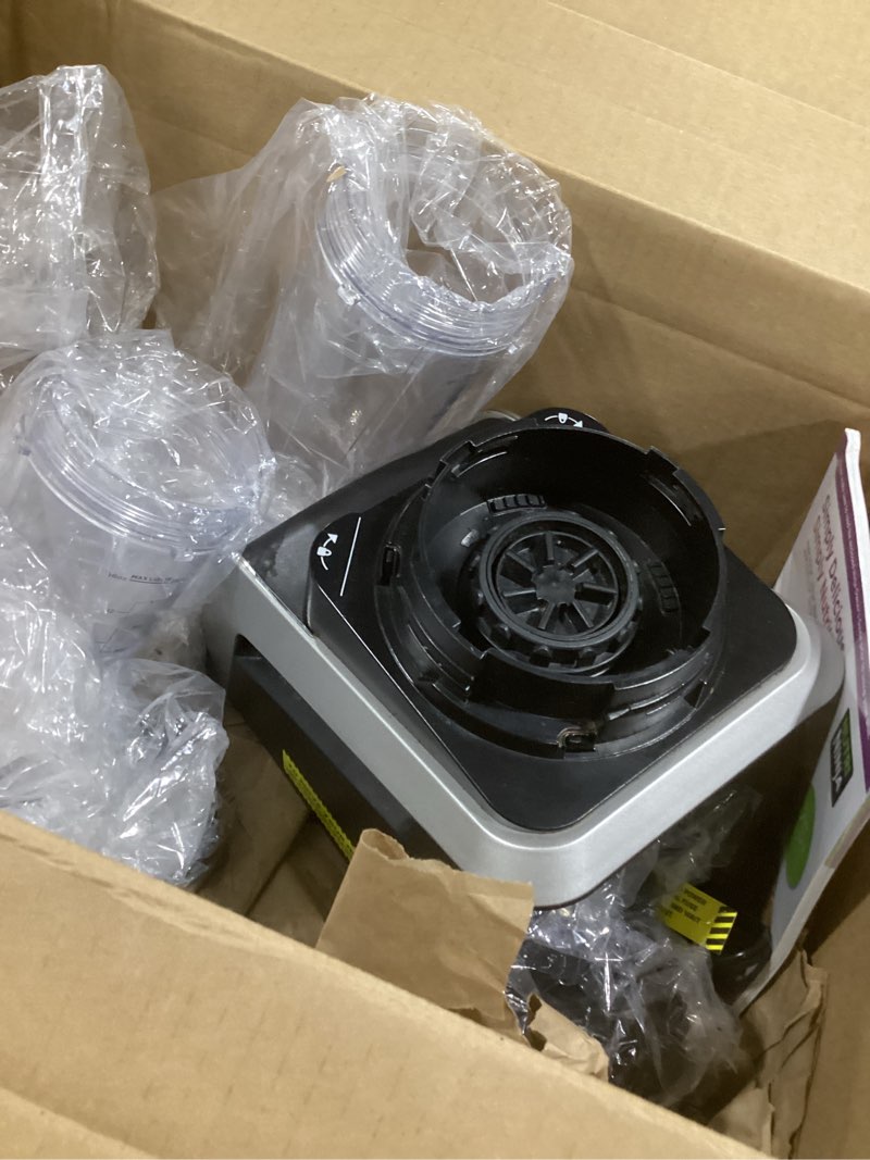 Condition photo showing As Is for Ninja BL642 Nutri Ninja Personal & Countertop Blender with 1200W Auto-iQ Base, 72 oz. Pitcher, and 18, 24, & 32 oz. To-Go Cups with Spout Lids, For Smoothies, Shakes & More, Dishwasher Safe, Black