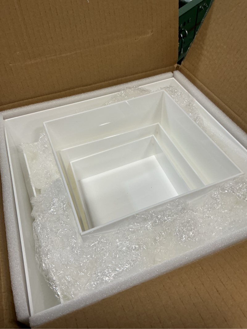 Condition photo showing Good Condition for leinuosen 7 pcs large buffet risers set 6" to 12" acrylic display box catering dessert table riser food display decorative stand with hollow bottom for catering supplies(white, square) white 6" to 12" square