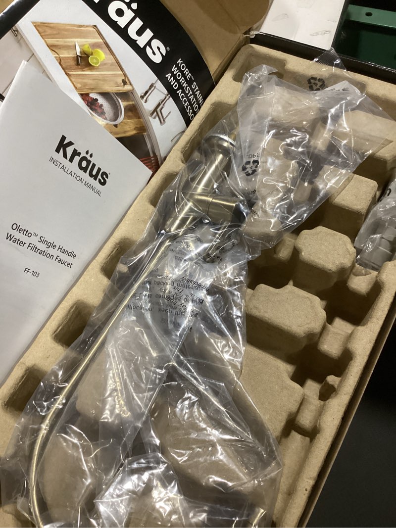 Condition photo showing Good Condition for KRAUS Oletto Single Handle Drinking Water Filter Faucet for or Water Filtration System in Spot-Free Antique Champagne Bronze, FF-103SFACB Spot Free Antique Champagne Bronze 12 7/8 inch Filter Faucet