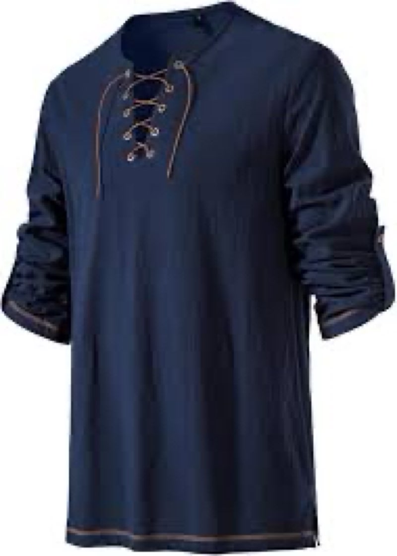 SIMILAR Men's Renaissance Costume Lace Up Retro Shirts for Pirate Viking Medieval Halloween Cosplay 