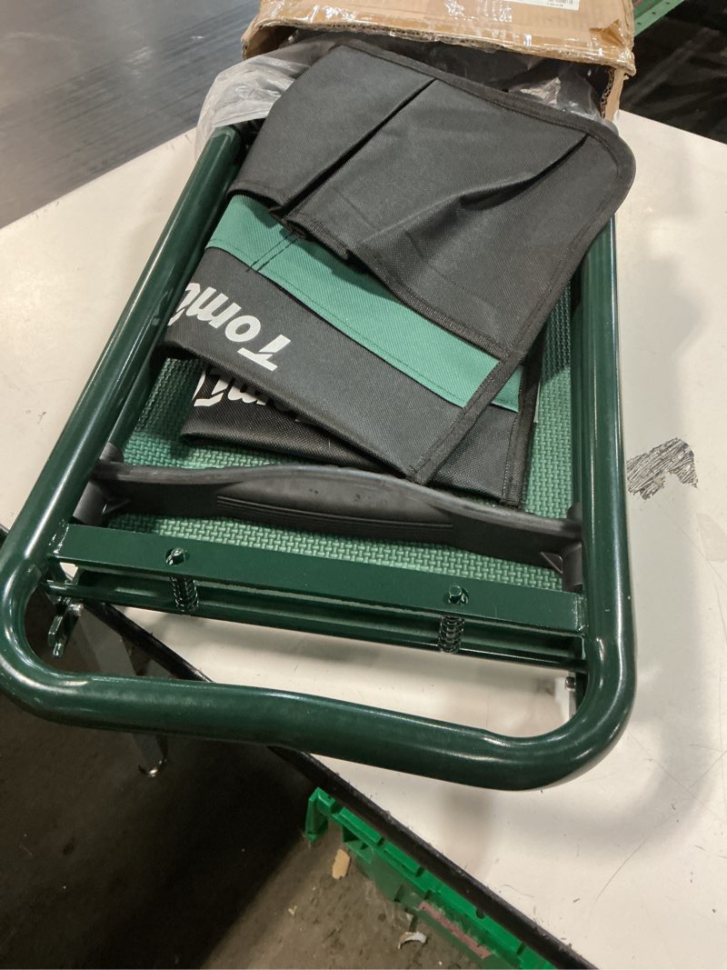 Condition photo showing Good Condition for tomcare garden kneeler and seat 10.64” wider larger soft kneeling pad garden bench with 2 large tool pouches heavy duty garden stool foldable tools gardening gifts for women men gardeners green 10.64" extra-wide kneeling pad